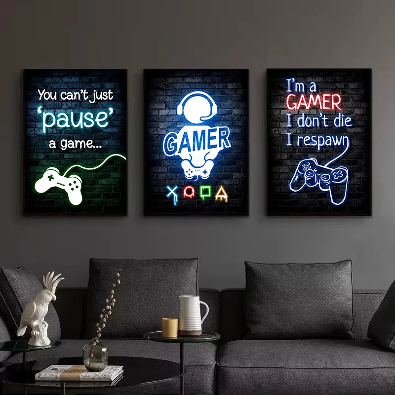 1피스 프레임리스 캔버스 그림 게임 네온 이트 슬립 게 - Esports Gaming Room 리뷰 및 가격