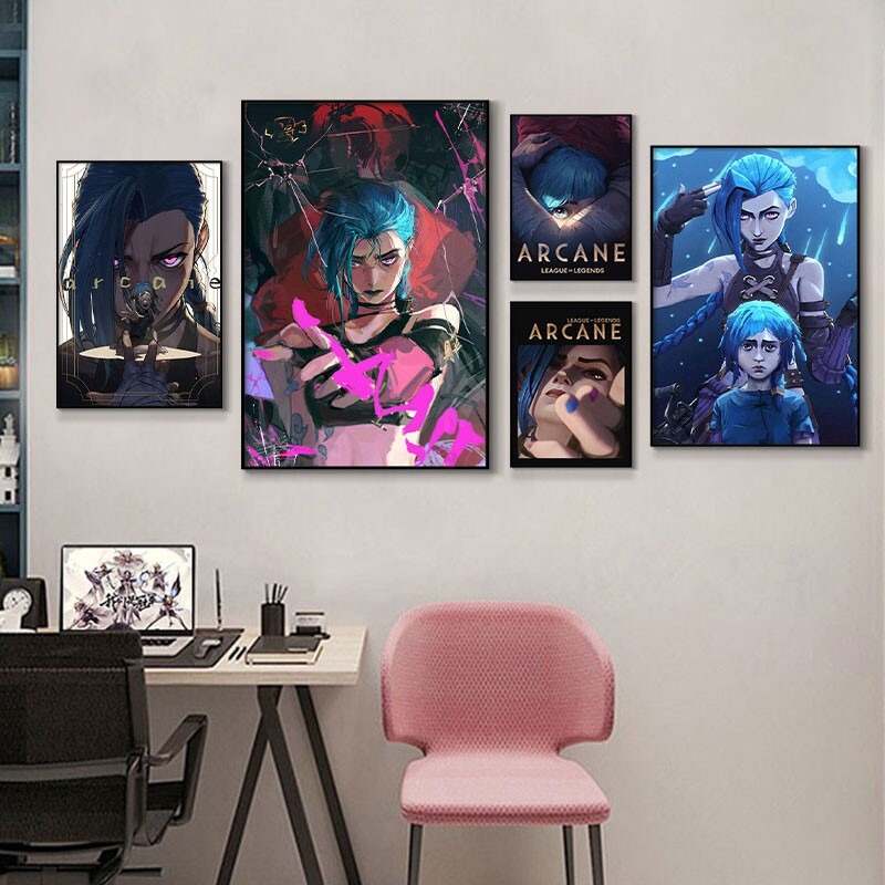 Arcane Jinx 클로즈업 포스터 프레임 없는 캔버 - Esports Gaming Room 리뷰 및 가격